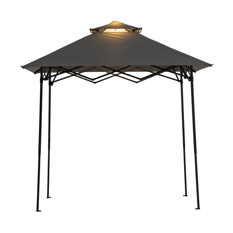 SUNJOY 8' x 5'  Pop up Grill Gazebo Double Tiered Outdoor Gazebo Standing-Height Canopy with Magnetic LED Light, Adjustable Ceiling Height, for BBQ,Picnics, Outdoor Events & Reviews | Wayfair
