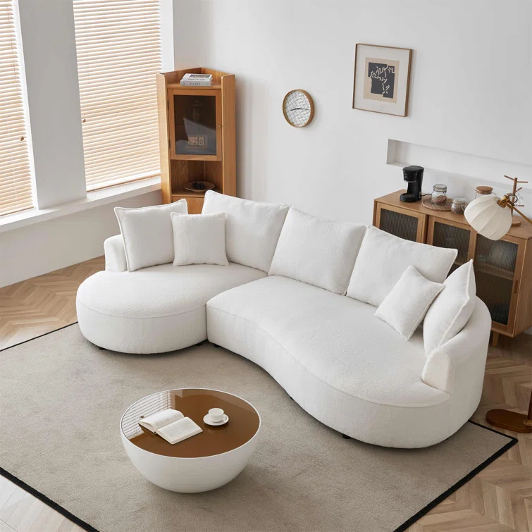 Excellent Future 122.8" Curved Sofa Modern Curved Couch Living Room Modular Sectional Sofa