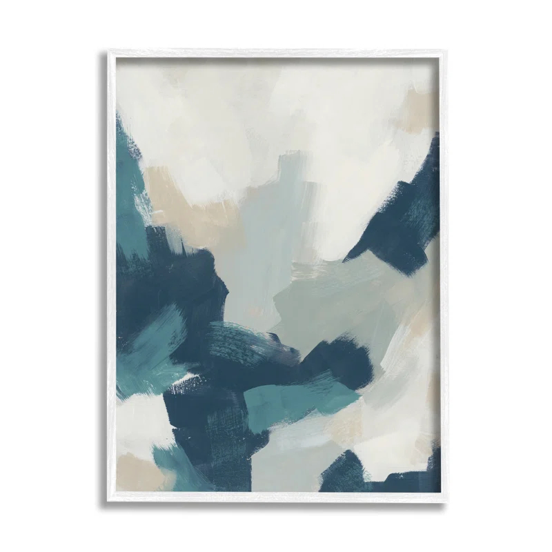 Stupell Industries " Abstract Blue And Cream Brush Strokes " by June Erica Vess Painting Print