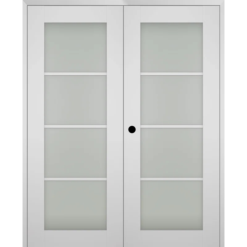 Belldinni Smart Pro 4 Lite Paneled Manufactured Wood and Frosted Glass Interior Double Prehung Door