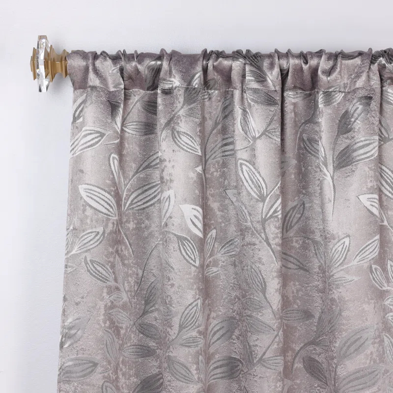 Modern Bohemian Leaves Polyester Machine Washable Room Darkening Blackout Curtains by Superior (Set of 2)