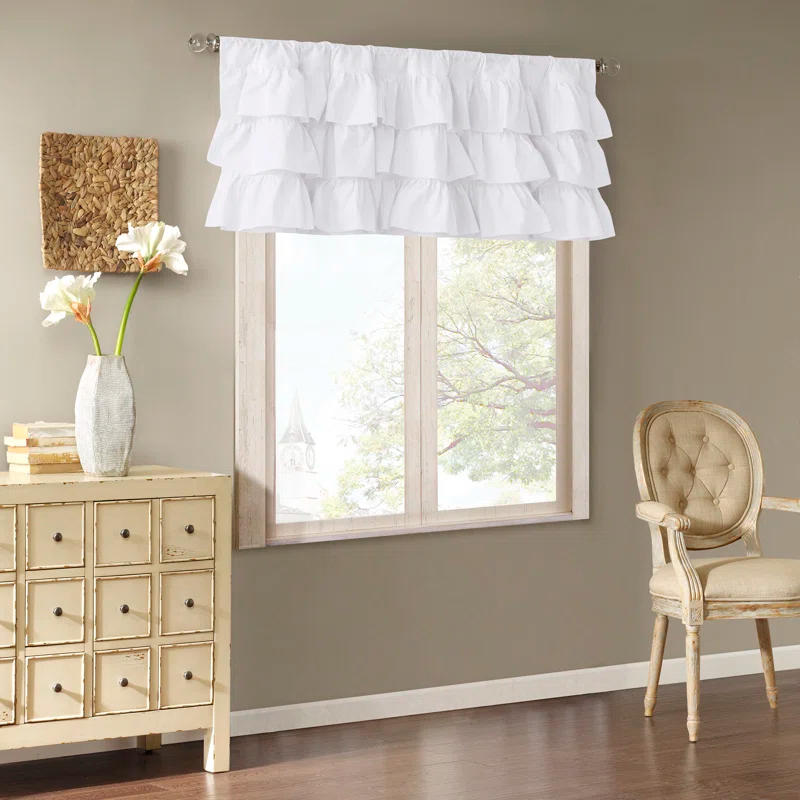 Madison Park Anna Cotton Oversized Ruffle 50" Window Valance