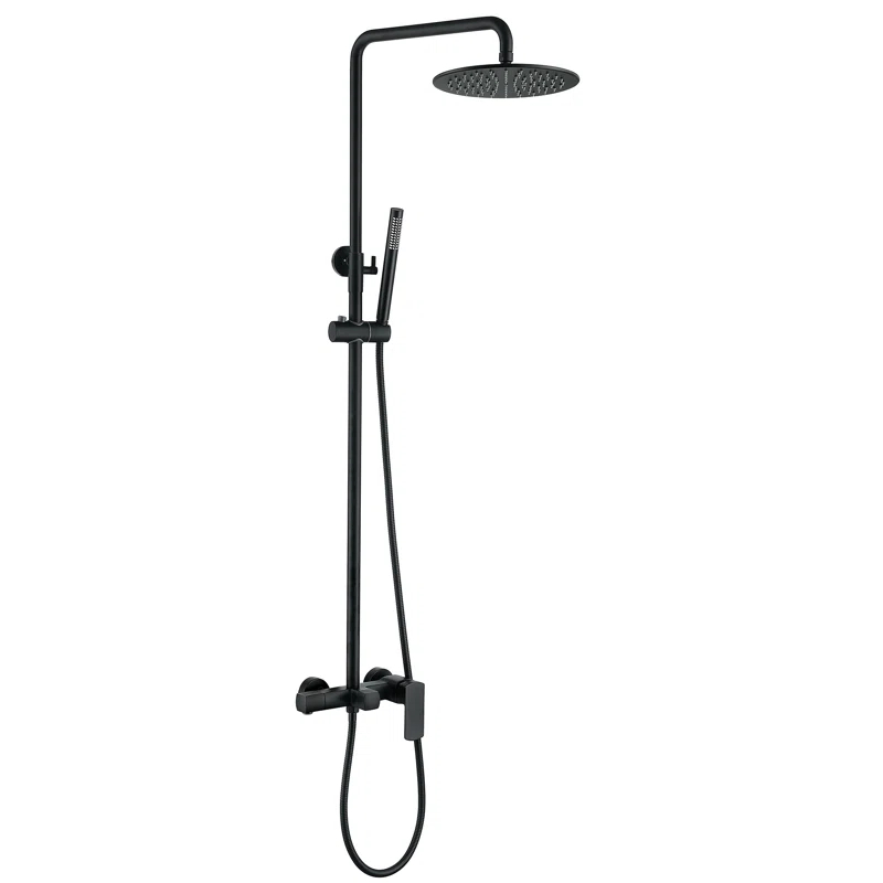 Exposed Pipe Shower System with 10" Overhead Shower, 3 Functions Tub Shower Faucet Sets with Rough-in Valve