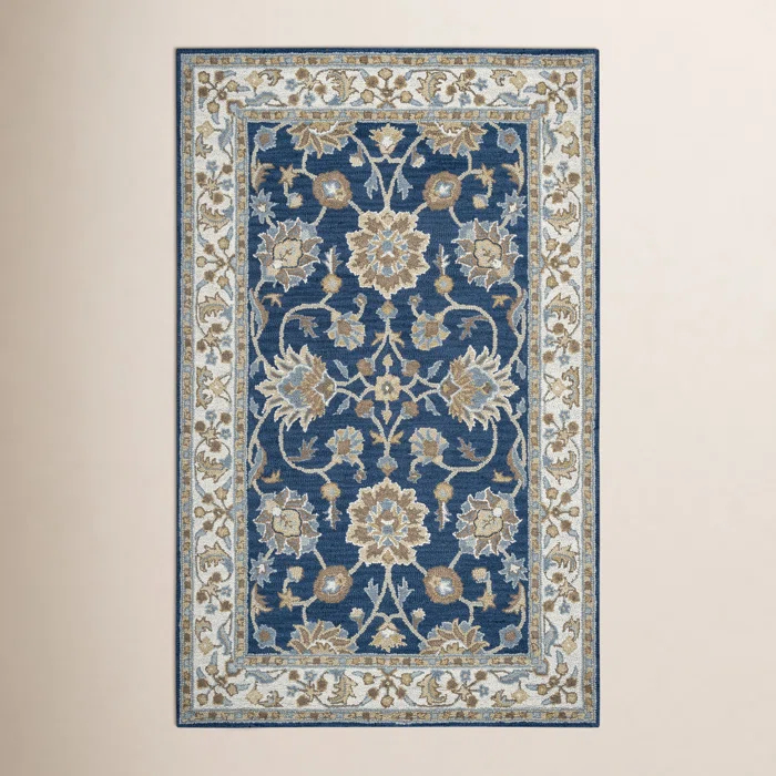 Onca Oriental Handmade Tufted Wool Blue Area Rug