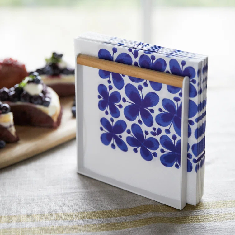 Yamazaki Home Napkin Holder - Kitchen Storage, Table Organizer, Steel + Wood