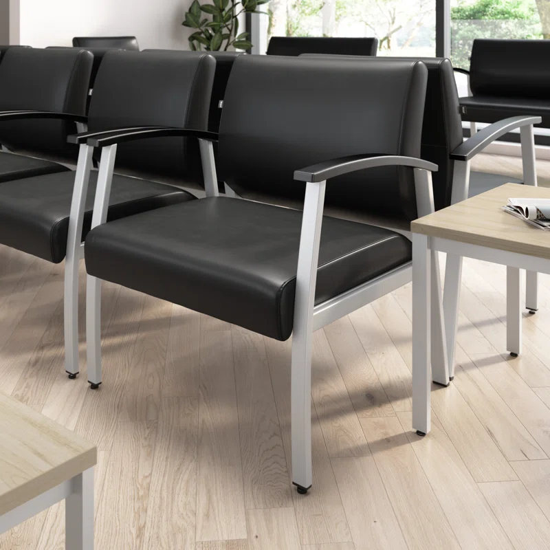 Bush Business Furniture Arrive Collection Vinyl Seat Waiting Room Bariatric Chair with Metal Frame and arms