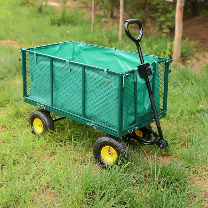 GZMWON Flower Cart Garden Flower Cart Is Easier To Transport Firewood Green+Cloth Bag