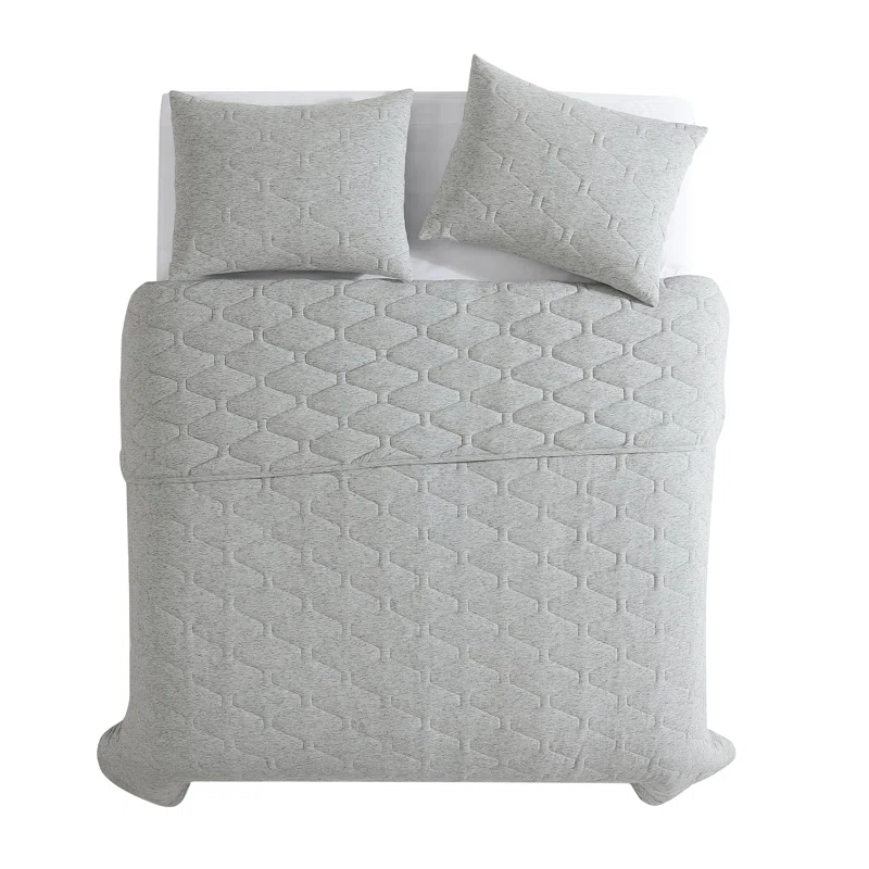 Jersey Gray Cotton Blend 3 Piece Quilt Set