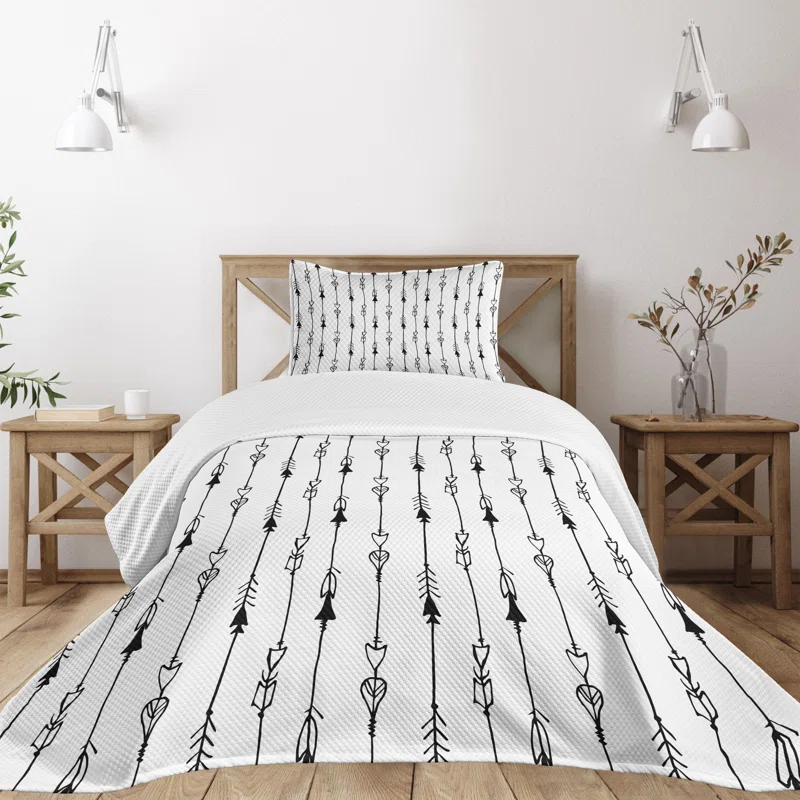 Ambesonne Ambesonne Black White Bedspread Tribe Vintage Arrow