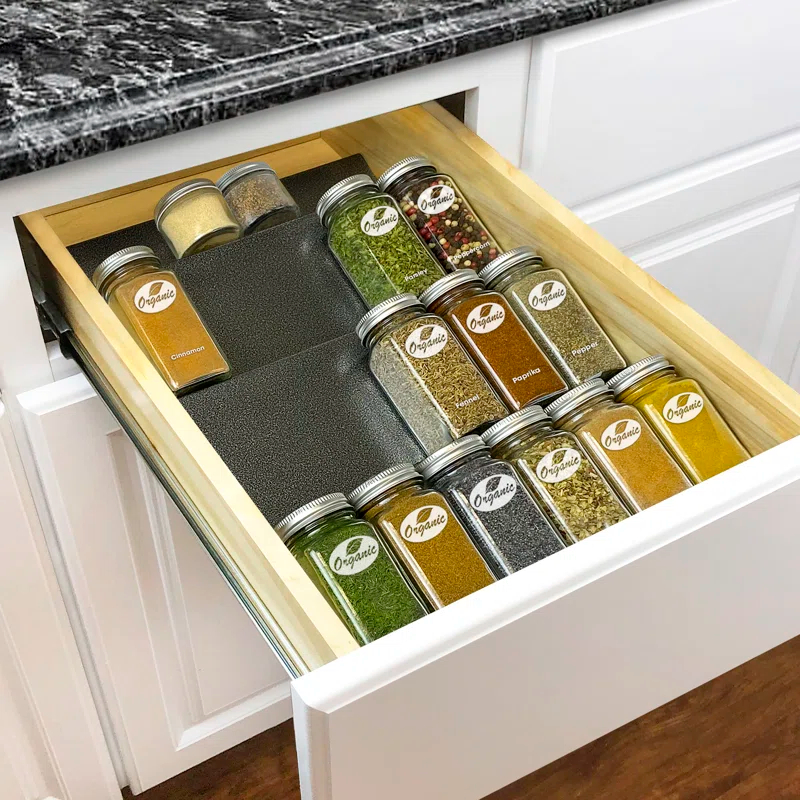 LYNK PROFESSIONAL LYNK PROFESSIONAL® Spice Drawer Organizer - Heavy Gauge Steel 4 Tier Spice Rack - Silver Metallic