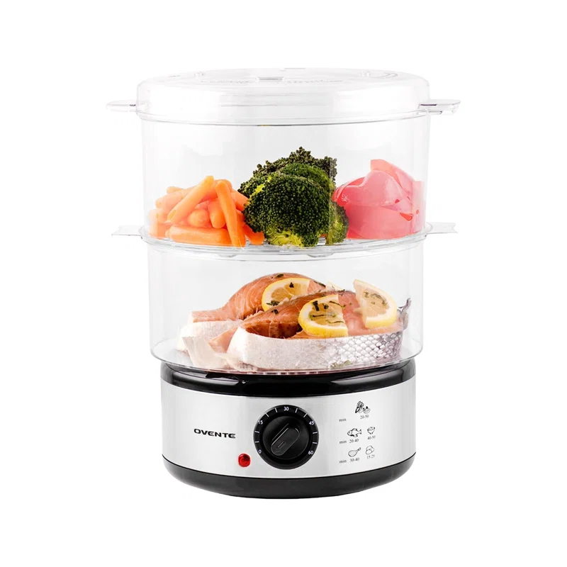 OVENTE 2-Tier Electric Food Steamer 5 Quarts Total Capacity
