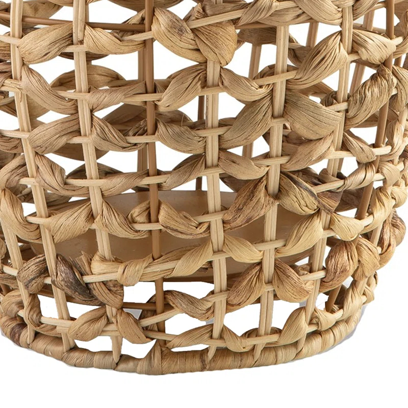 Benjara Enna Lantern, Bohemian Style, Candle Stand, Brown Rattan Woven