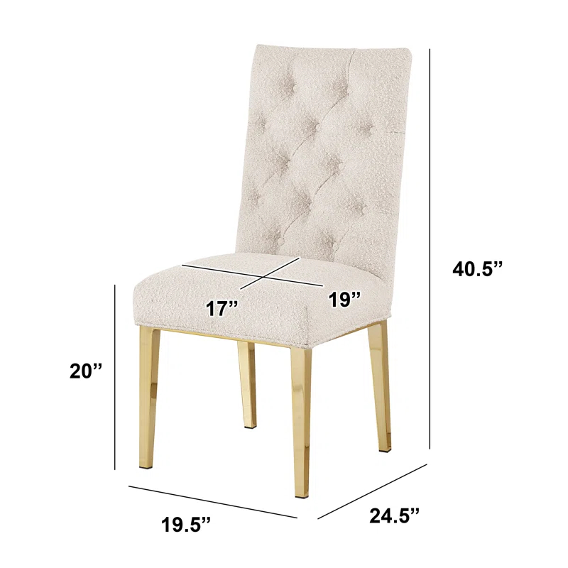 Rosdorf Park Button Tufted Side Chairs With Boucle Fabric (Set of 2)