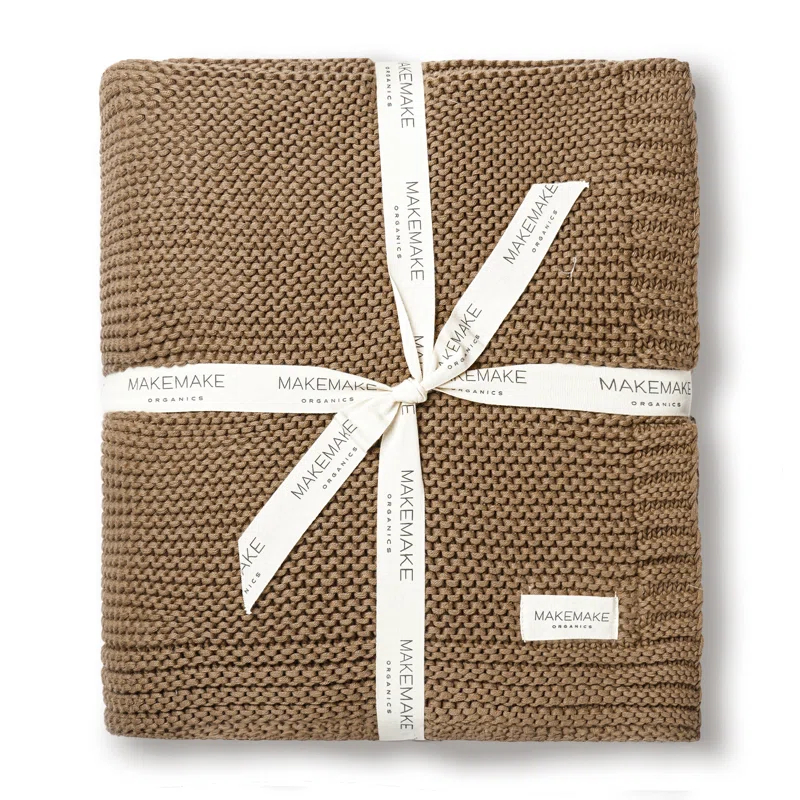 MakeMake Organics MakeMake Organics Organic Cotton Throw Blanket GOTS Certified Organic Knit Blanket Couch Bed Neutral Fall Colors Soft Cotton Throw Blanket Large (50x60, Sand)