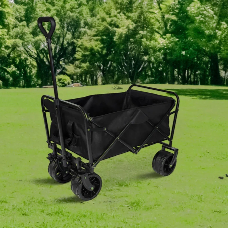 GZMWON 100L Collapsible Folding Beach Wagon Cart With 220Lbs Large Capacity, Wagons Carts Heavy Duty Foldable With Big Wheels  Sand, Garden
