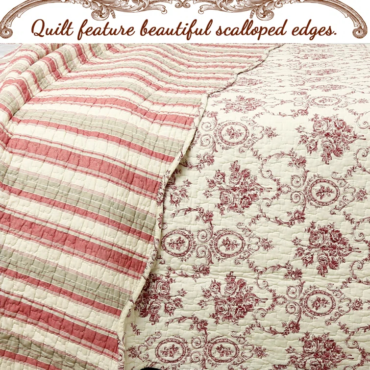 Cozy Line Home Fashion French Medallion Farmhouse / Country Cotton Medallion Quilt Set