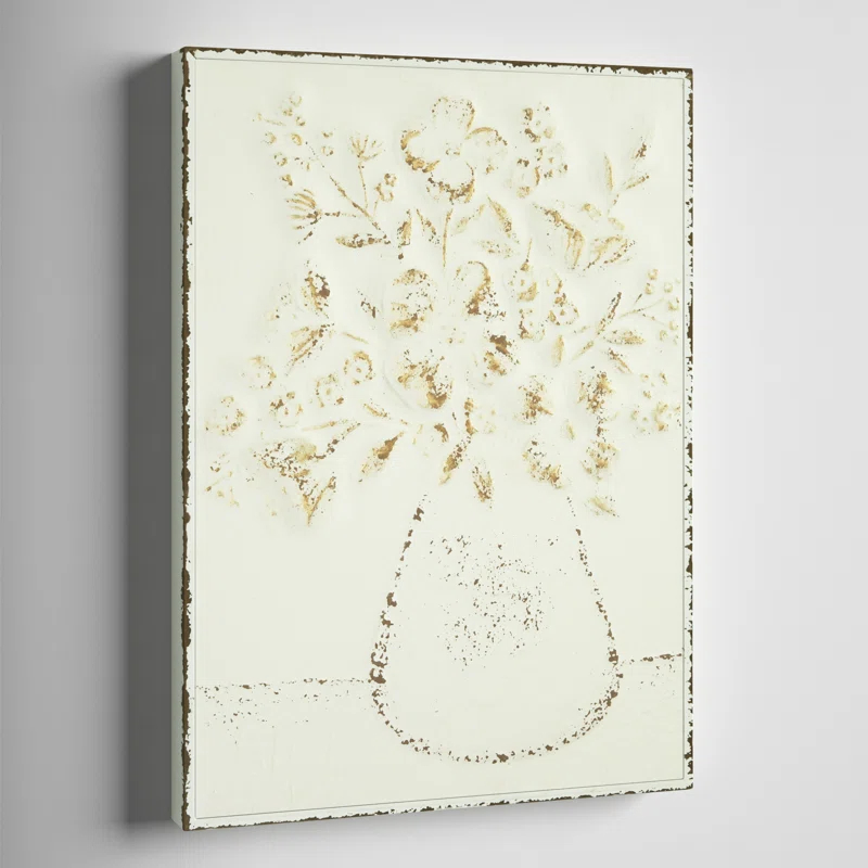 Kelly Clarkson Home Embossed Metal Wall Art with Flowers in Vase