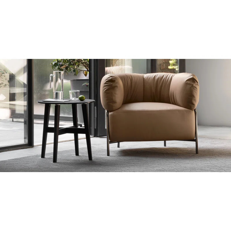 Calligaris Abrey Round End Table with Wooden Base
