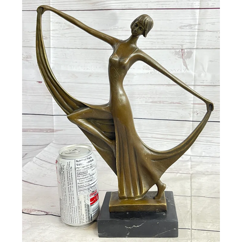 Trinx Bairagi Slender Art Deco Dancer Showgirl Fashion Model Bronze Statue Sculpture Original 13 Inches X 12 Inches