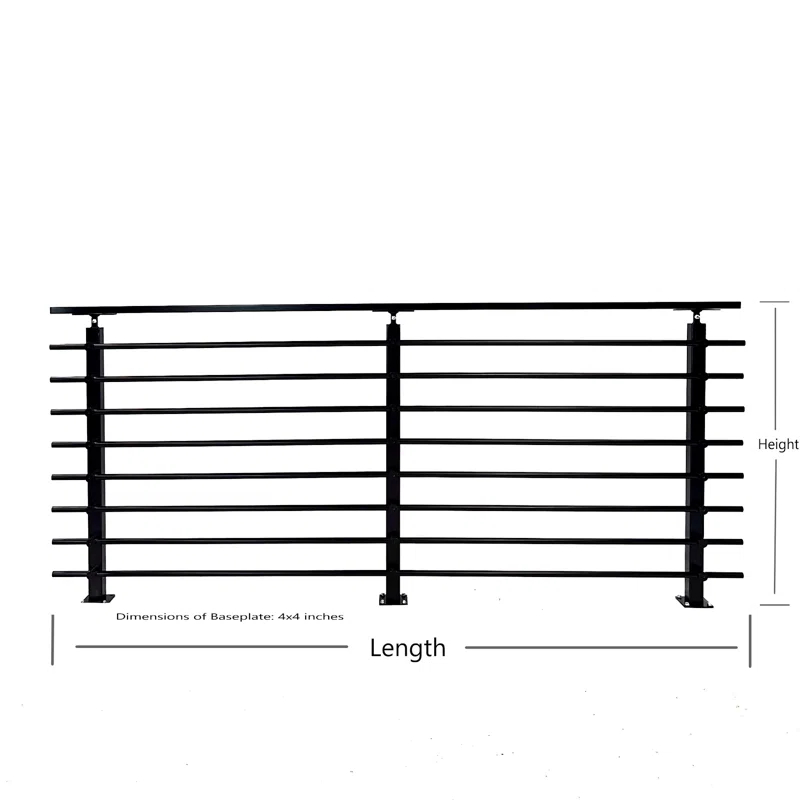 Concept Fusion Modern Horizontal Adjustable Railing Banister System for Staircases Balconies and Decks Complete Guard Railing Kit
