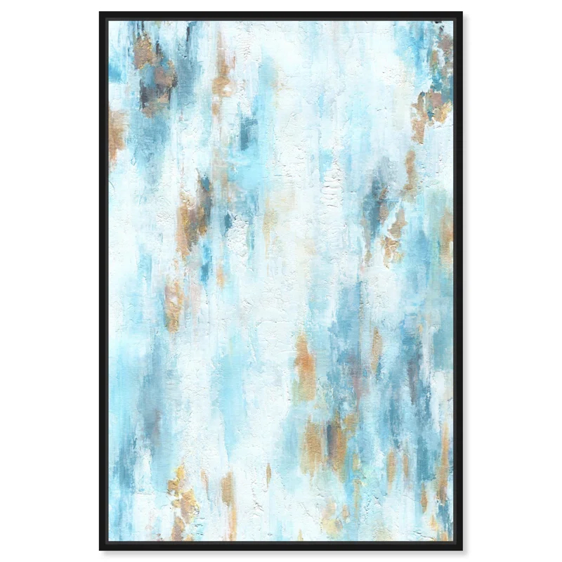 Art Remedy Art Remedy Textured Shades Framed Blue Abstract 1 Piece Canvas Wall Art 57567