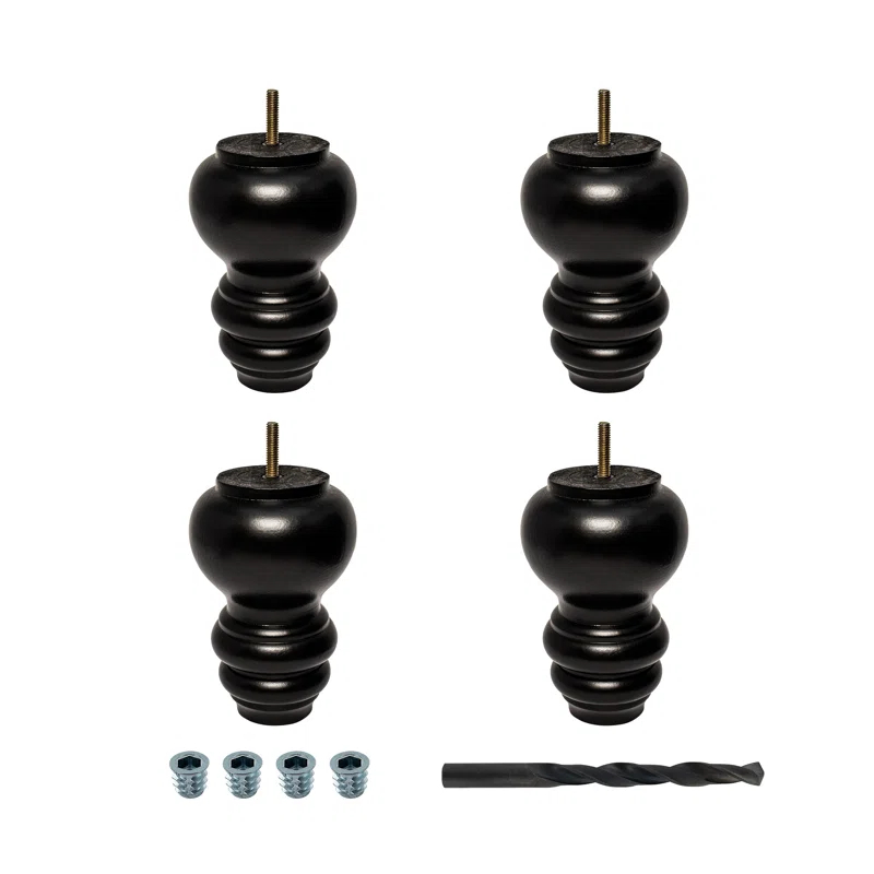 5 in x 4 in Stained Solid Hardwood Round Sofa Leg (Set of 4)