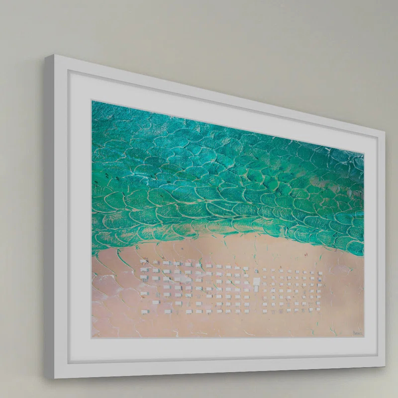 Parvez Taj 'White Umbrella Beach' by Parvez Taj Framed Print