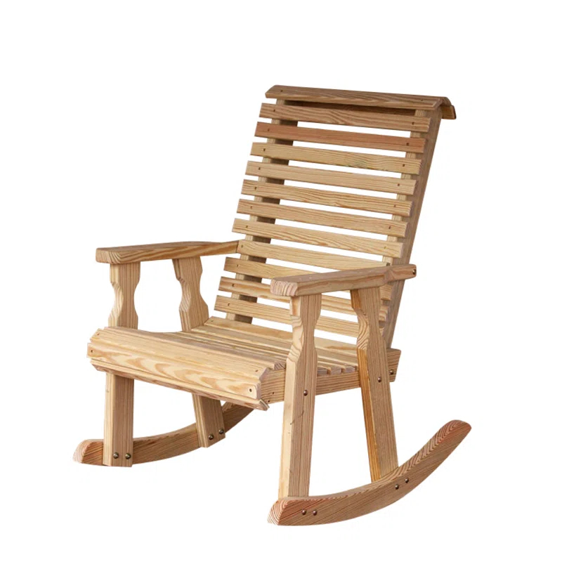 Amish Casual Heavy Duty 600 Lb Roll Back Treated Rocking Chair, Cupholders