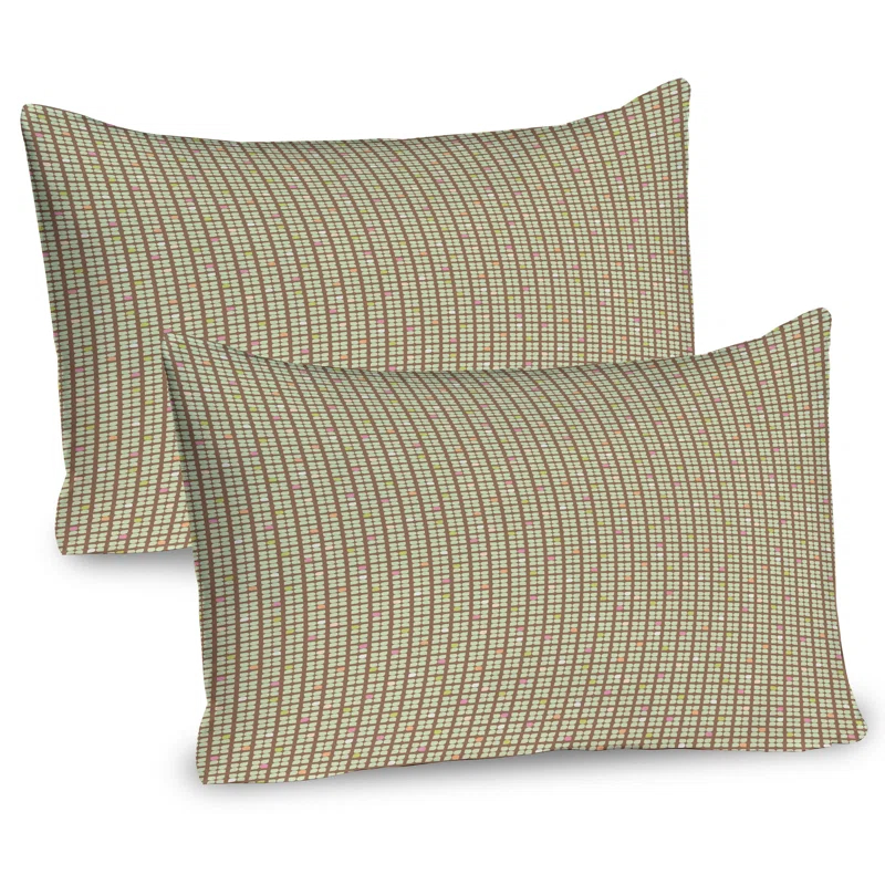 Ambesonne Brown and Green Pillow Sham 2 Pack Colorful Details 36"x20" Umber Pale Green