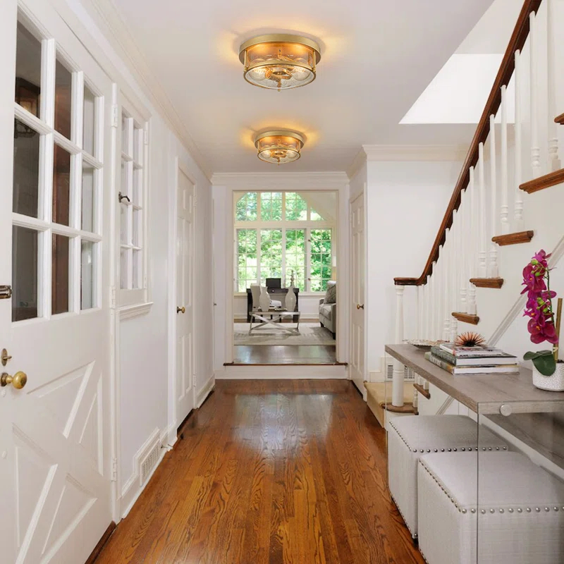 Lampkins 2 - Light Seeded Glass Shaded Flush Mount