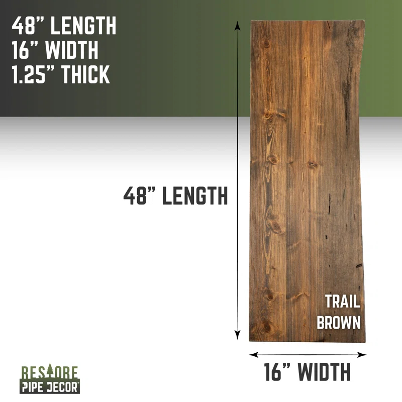 48 In. x 16 In. X 1.25 In. Live Edge Solid Console Table Wood Top