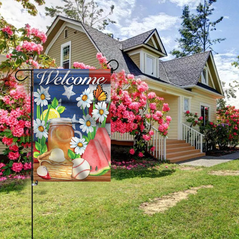 ANLEY American Summer Welcome Watermelon Cake 2-Sided Polyester 18 x 12.5 in. Garden Flag