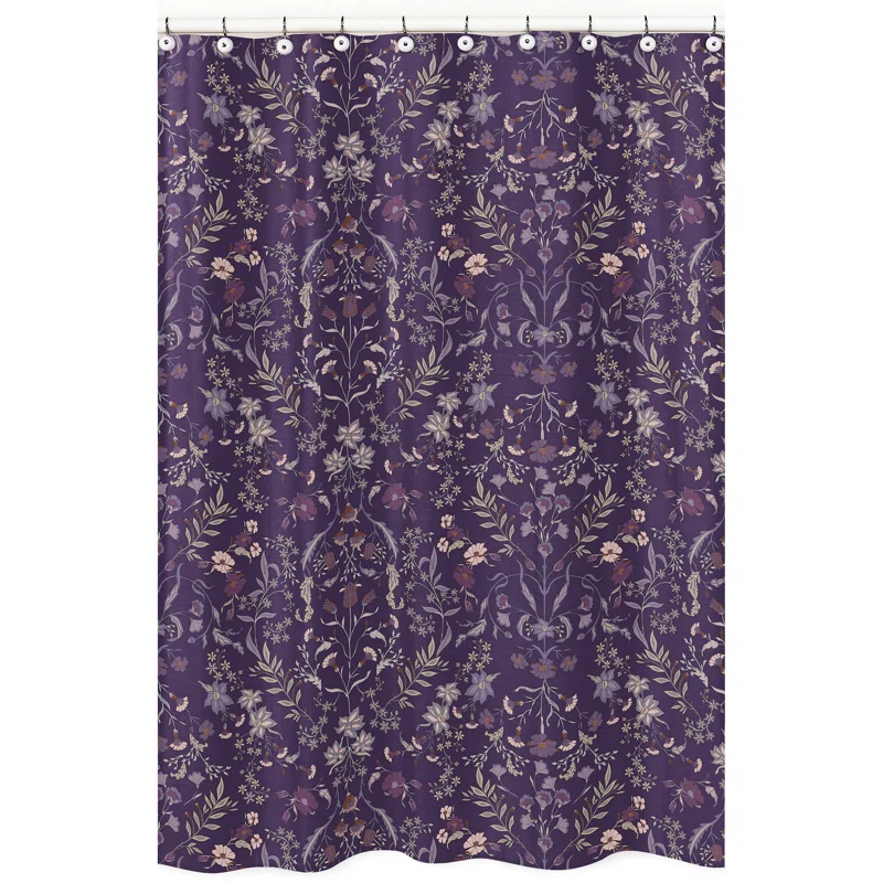 Sweet Jojo Designs Boho Floral Wildflower Plum Purple Single Shower Curtain by Sweet Jojo Designs