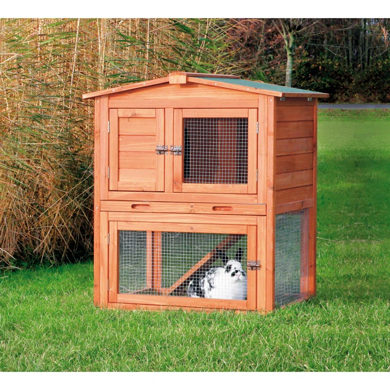 TRIXIE TRIXIE Elevated Single Rabbit Hutch with Large Run, Ramp, Ideal for Rabbits or Guinea Pigs
