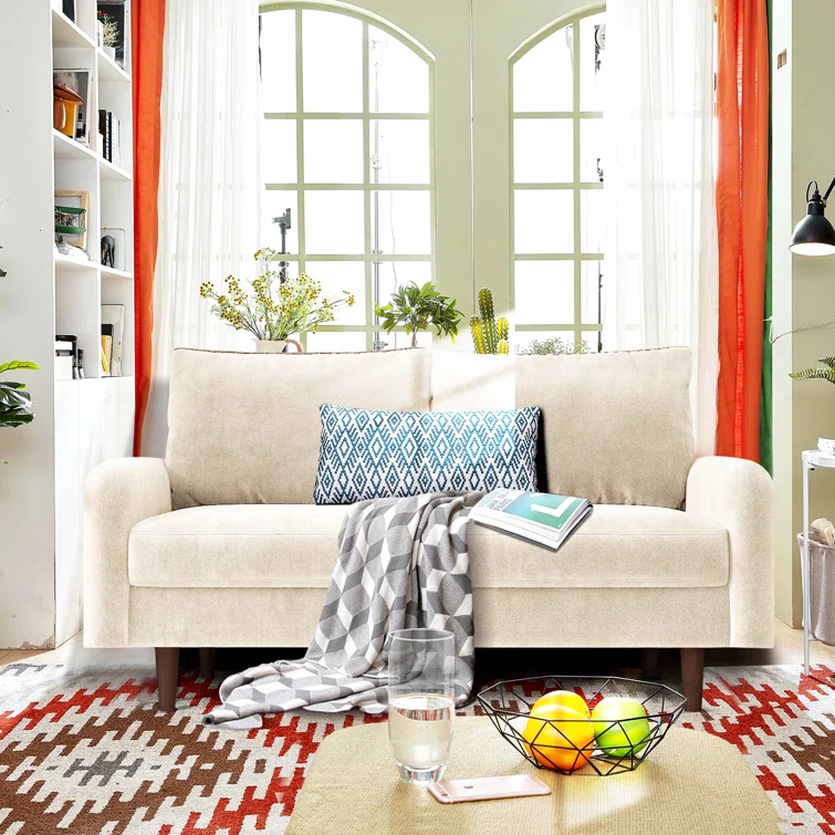 Everly Quinn Hasaam 56.3" Wide Velvet Round Arms Small Apartment Loveseat