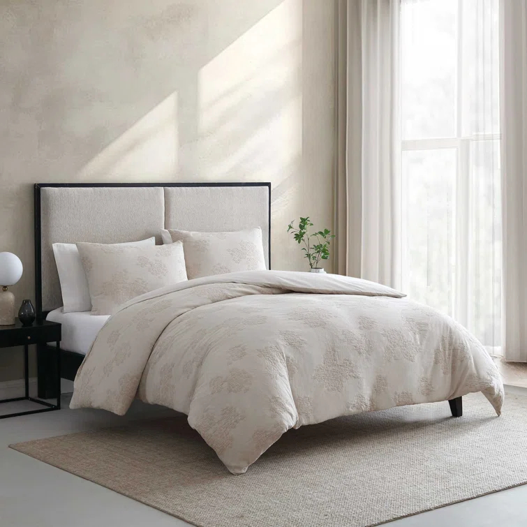 Vera Wang Vera Wang Roses Beige Cotton Duvet Cover Set