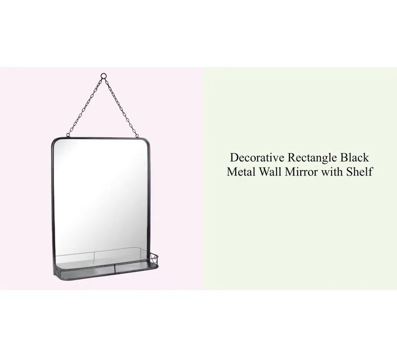 Gisberto Metal Flat Wall Mirror with Shelves