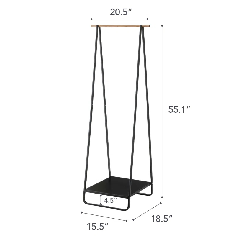 Yamazaki Home Tower Freestanding Coat Hanger Clothes Rack With Shelf, 55" - Steel
