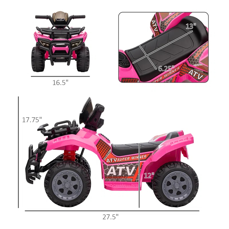 Aosom Aosom 6 Volt 1 Seater All-Terrain Vehicles Battery Powered Ride On