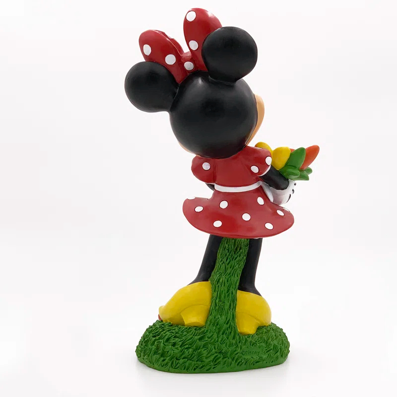 Back Yard Glory BACKYARD GLORY Disney Minnie Holding Flowers Everyday Outdoor Garden Statue, 14 inches Tall, Officially Licensed Disney Product