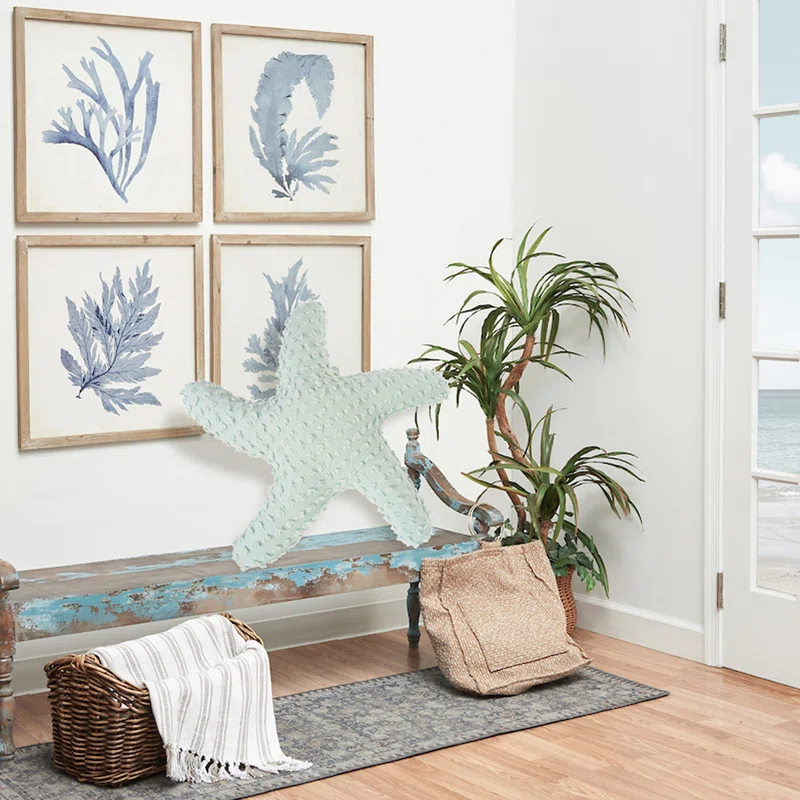 C&F Home 25" Green Starfish Shaped Coastal Accent Throw Pillow Decor Decoration 25.0 in.