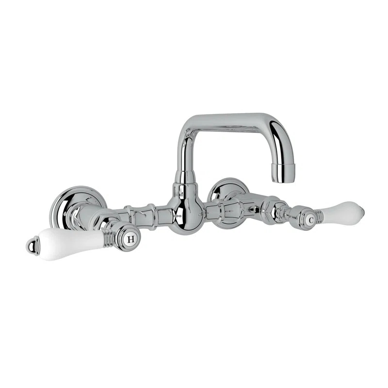 Rohl A1423LPAPC-2 Acqui Wall Mount Bridge Lavatory Faucet With U-Spout