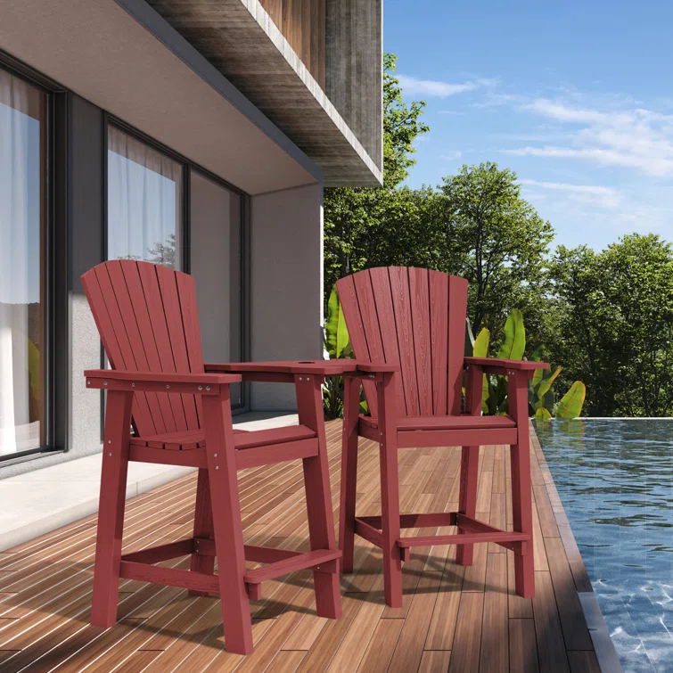 Rosecliff Heights Wolak HDPE Outdoor Adirondack Chair Set With Table