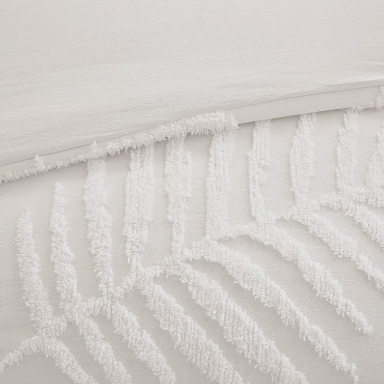 Madison Park Bahari Tufted Cotton Chenille Palm Duvet Cover Set