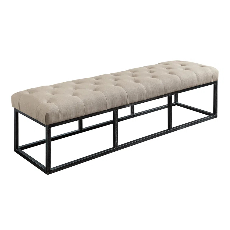 Finch Danes Claire Tufted Bench with Iron Legs, Modern 72.5" Bench for Bedroom or Living Room