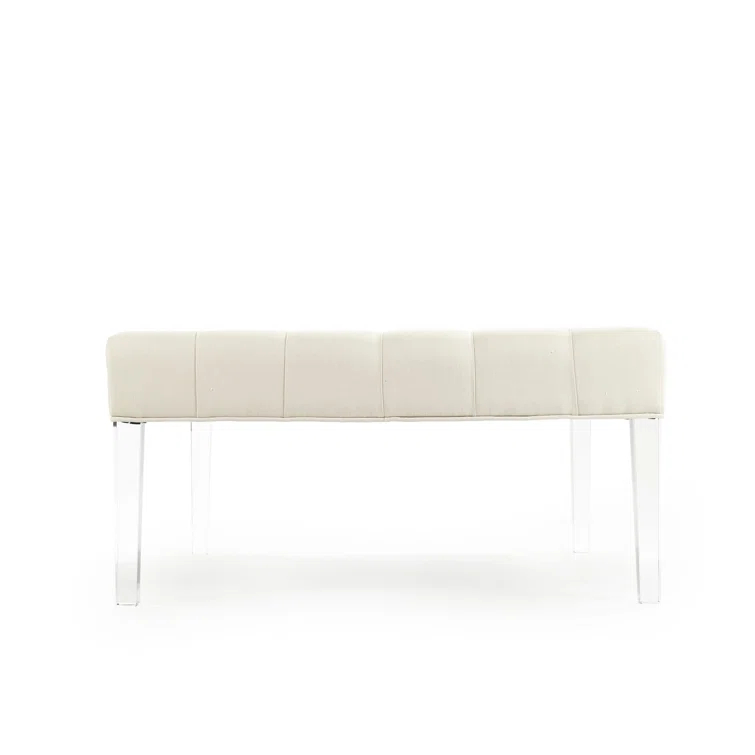 Tufted Rectangular Cotton Ottoman with Acrylic Legs