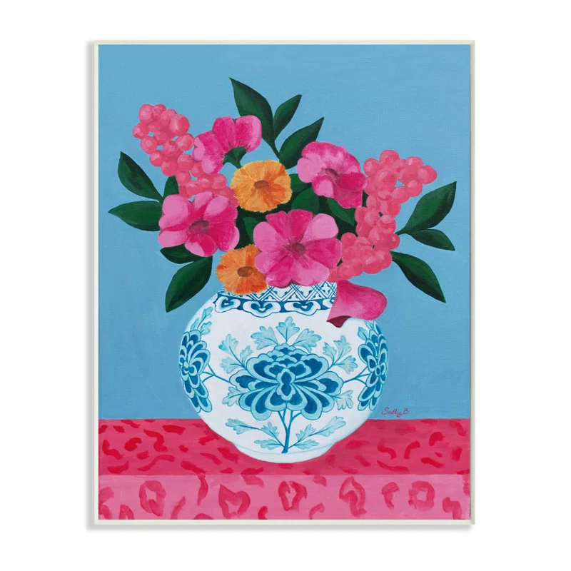 Stupell Industries " Flower Vase Pink Blue " by Sally B