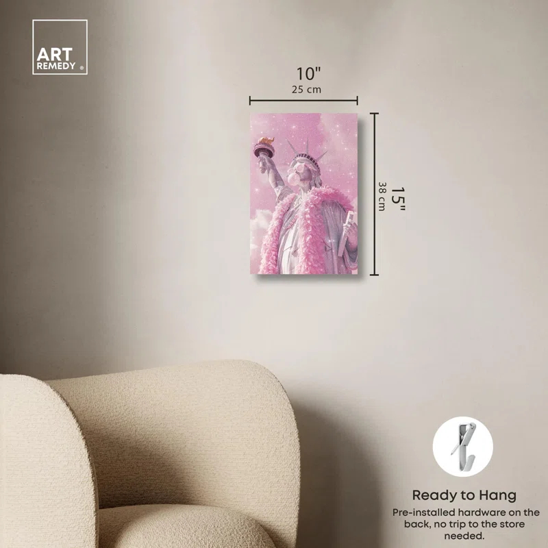 Art Remedy Statue of Style and Pop Canvas Pink Pop Wall Art by Art Remedy