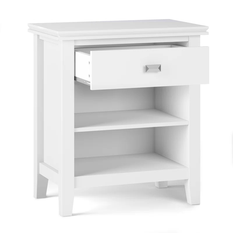 Simpli Home Artisan 24"W Solid Wood Nightstand with Drawer and Shelves