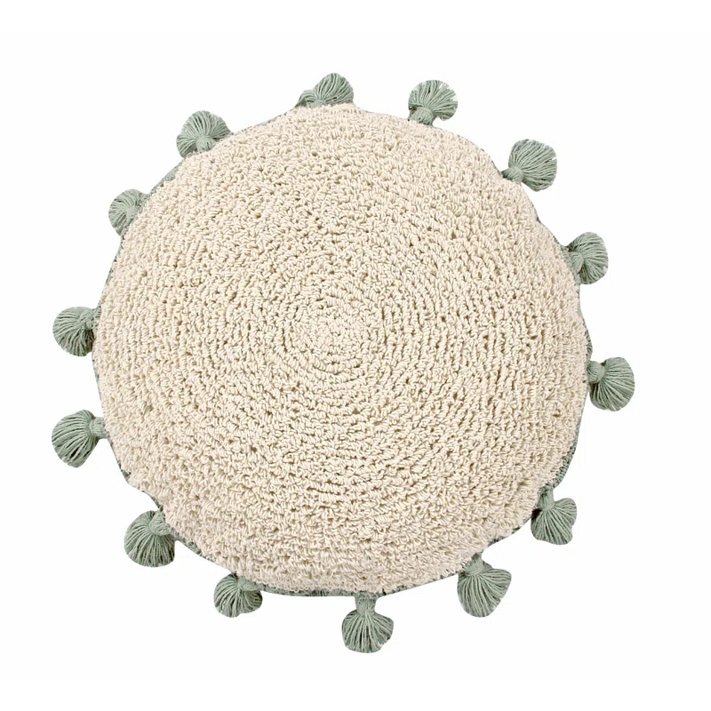 Lorena Canals Circle Tassels Cotton Blend Reversible Throw Pillow